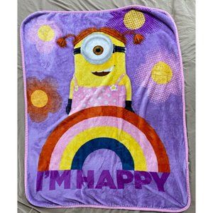 Pixar despicable me minion im happy Stuart blanket super soft 46x60